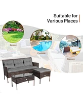 Slickblue Modular 3-Piece Patio Sectional Sofa Set with Thick Cushions – Ideal for Backyard or Porch Lounging