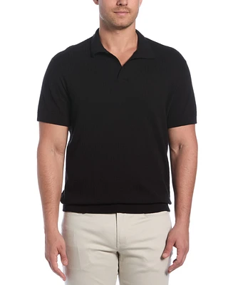 Cubavera Men's Textured Knit Short-Sleeve Johnny Collar Polo Shirt