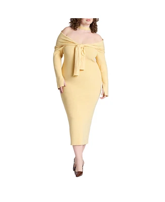 Eloquii Women's Sweater Dress With Tie