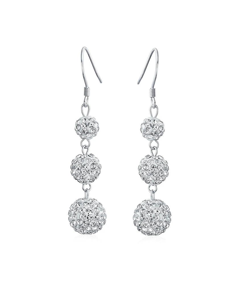 Bling Jewelry Multi Color Crystal Pave Disco Balls Dangle Earrings Sterling Silver