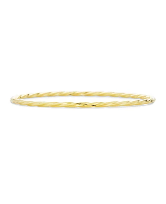 Bling Jewelry Thin Stacking Twist Single Bangle Bracelet Yellow Gold Plated Brass