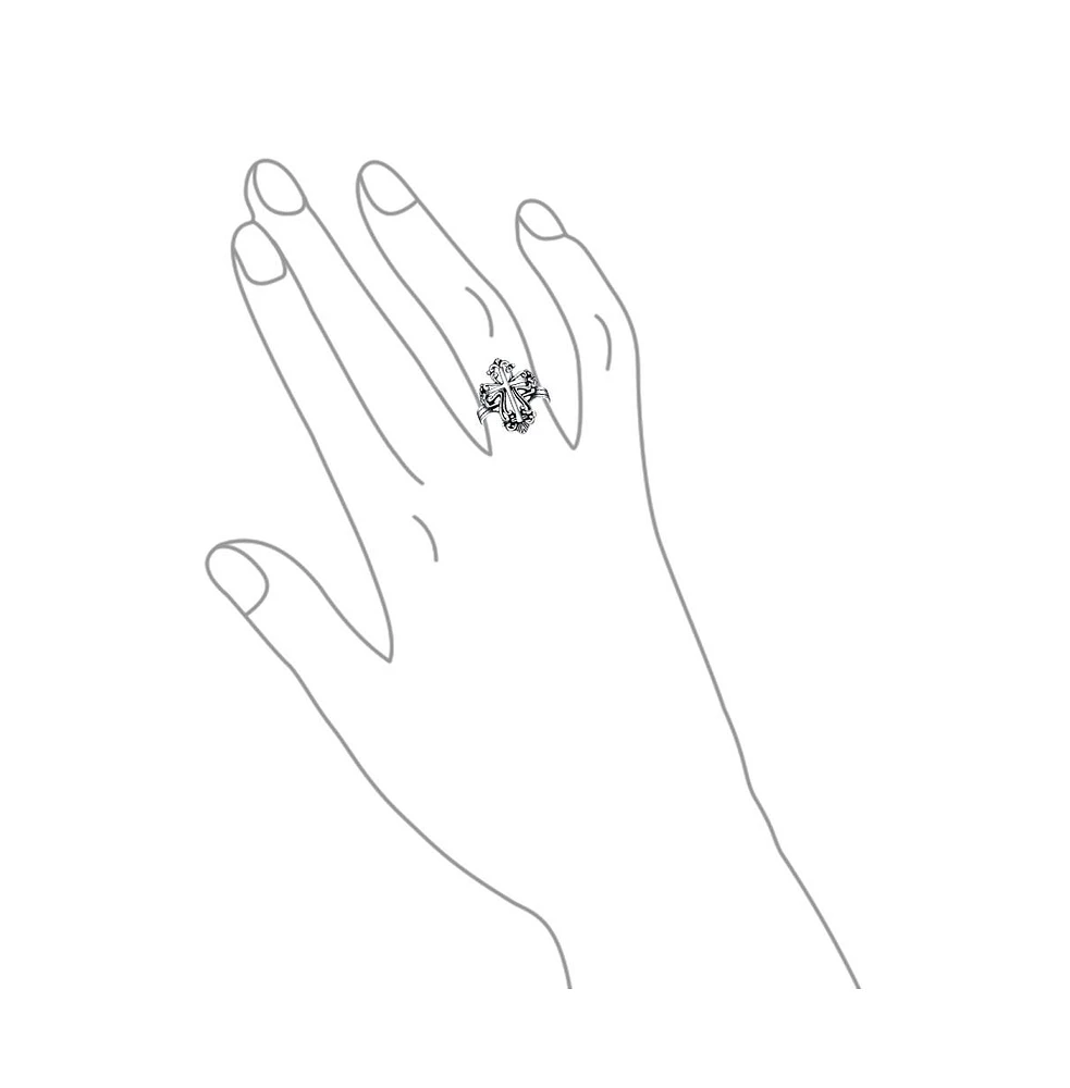 Bling Jewelry Fleur De Lis Cross Silver Ring for Men Oxidized Sterling