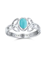 Bling Jewelry Delicate Oval Natural Stone Bff Sorority Sister Promise Trinity Celtic Knot Triquetra Ring Thin Band .925 Sterling Silver Rings