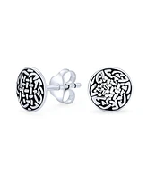 Bling Jewelry Viking Celtic Knot Stud Earrings in Oxidized Sterling Silver