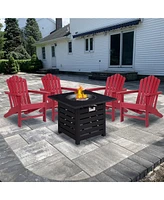Piece Hdpe Adirondack Chairs Outdoor Conversation Set with 32-inch Propane Fire Pit Table
