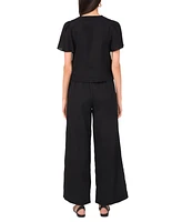 1.state Women's Tie-Front Flutter-Sleeve V-Neck Top