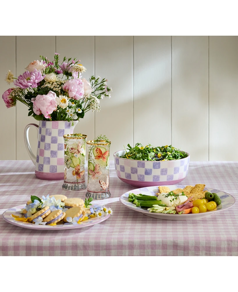 Mackenzie-Childs Lilac Check Dinner Plate