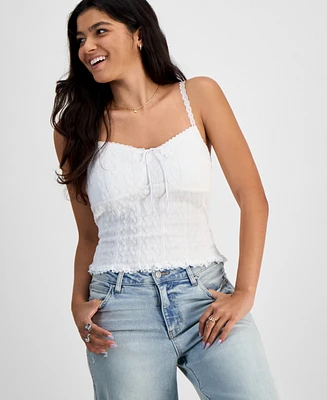 Just Polly Junior's Textured-Knit Lace-Trim Cami Top