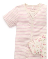 Purebaby Baby Girls Short Sleeve 2 Pack Zip Coverall