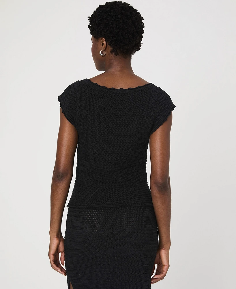 French Connection Women's Nellis Cotton Collage Short Sleeve Top