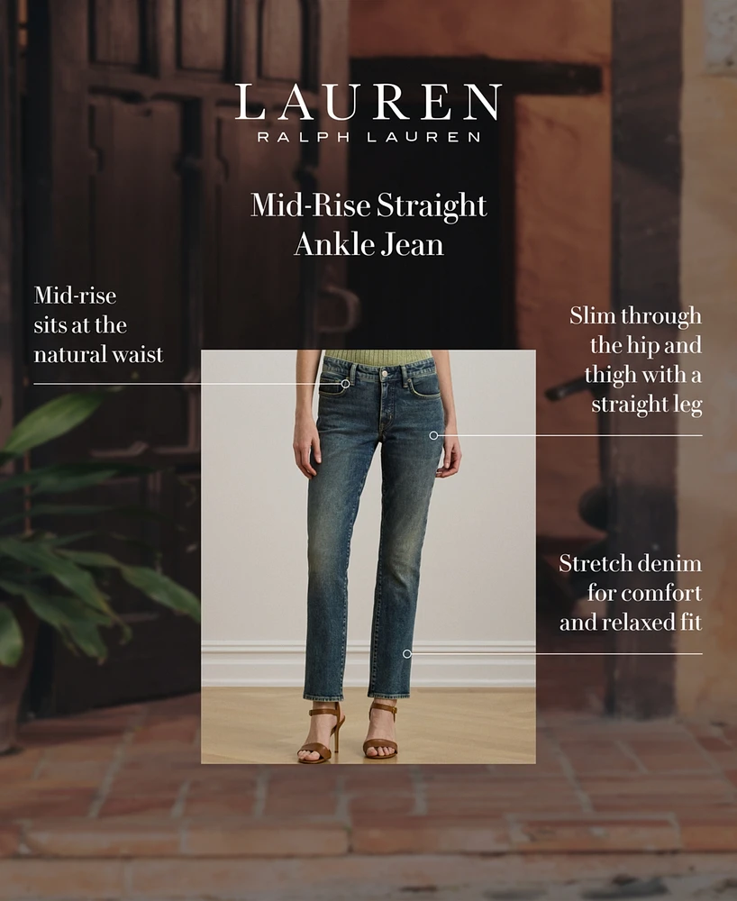 Lauren Ralph Women's Mid-Rise Straight Ankle Jeans, Regular & Petite