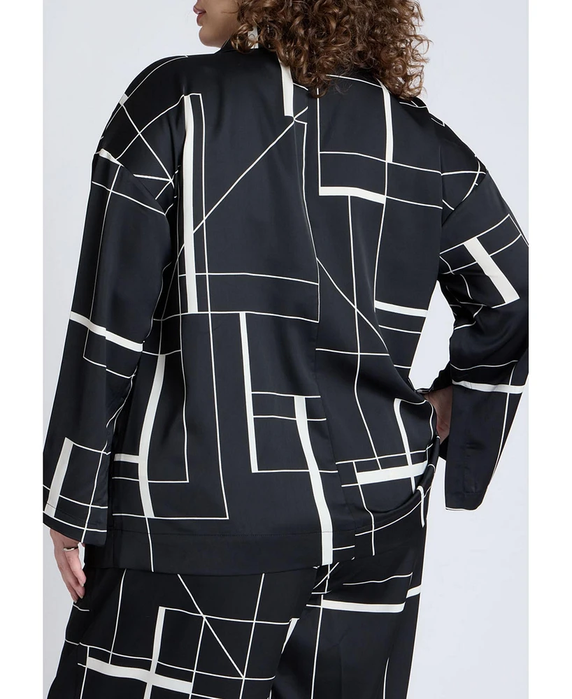 Eloquii Women's Double Breasted Oversized Shirt