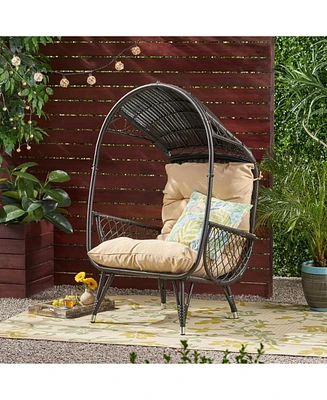 Doris Outdoor Wicker Standing Basket Chair with Water-Resistant Cushion