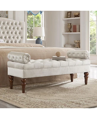 Velvet Upholstered Bench for Bedroom and Entryway