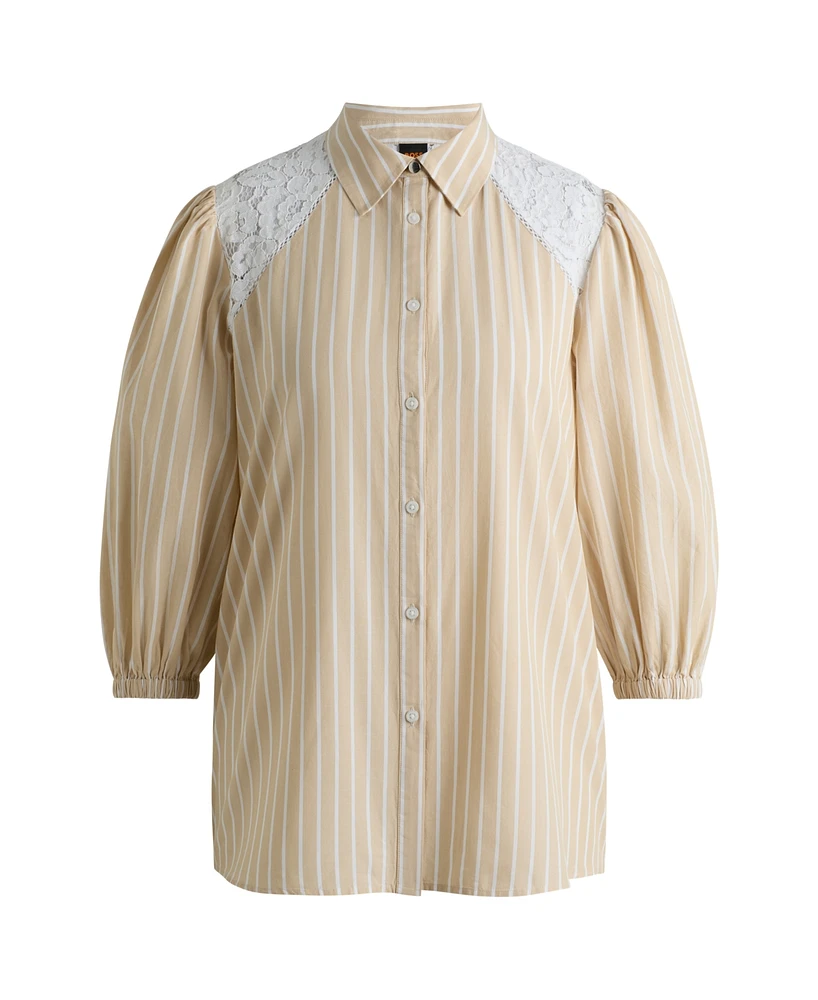 Boss by Hugo Women's Striped Regular Fit Blouse
