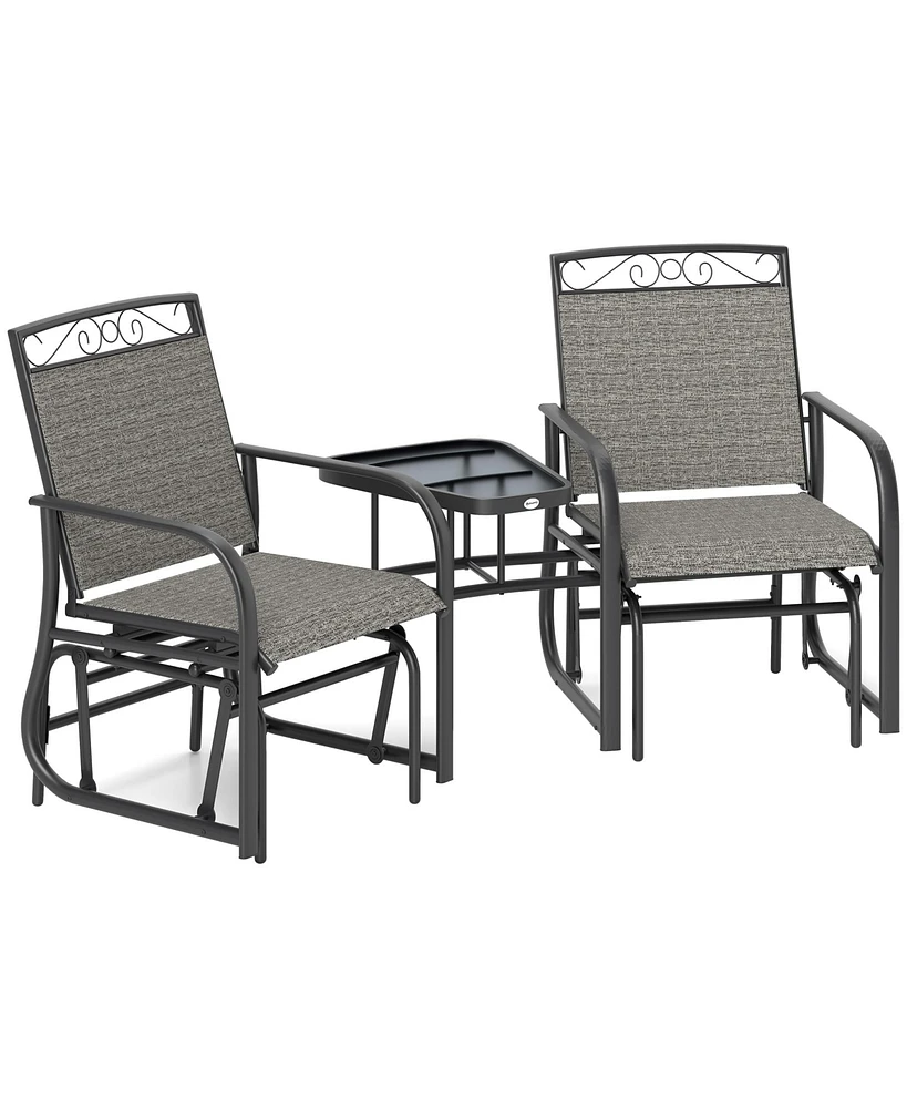 Outsunny 2-Person Outdoor Glider Chair with Table for Garden