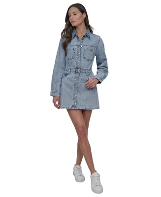 Dkny Jeans Women's Button-Down Long-Sleeve Denim Dress
