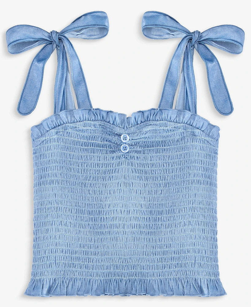 With Jules Big Girl Tie Shoulder Smocked Top