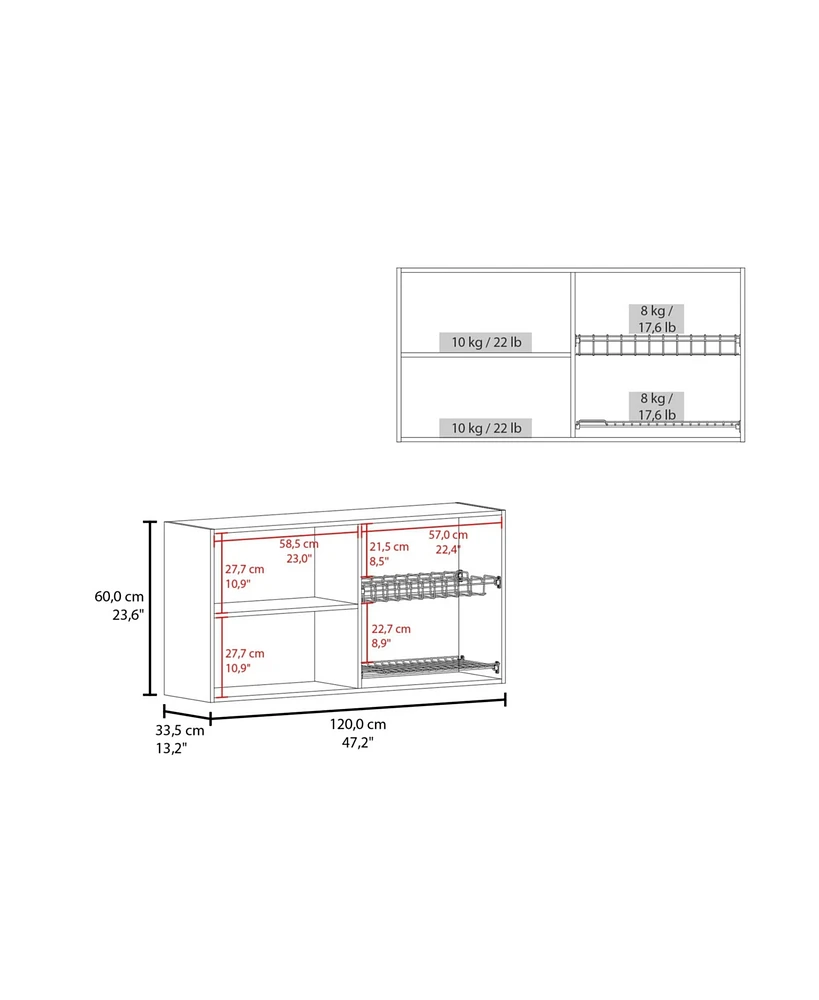 Fm Furniture Lyman Wall Cabinet kitchen in Melamine wit 4 Doors , Natural Oak