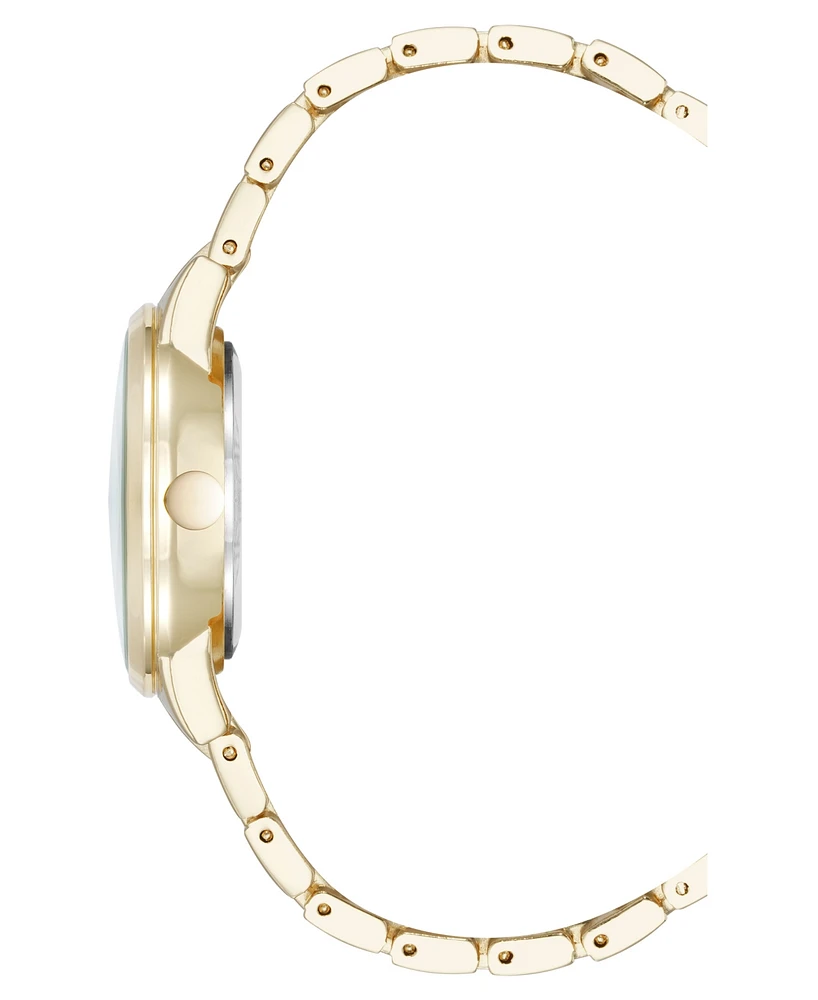 Nine West Women's Quartz Black and Gold-Tone Metal Alloy Watch, 34mm