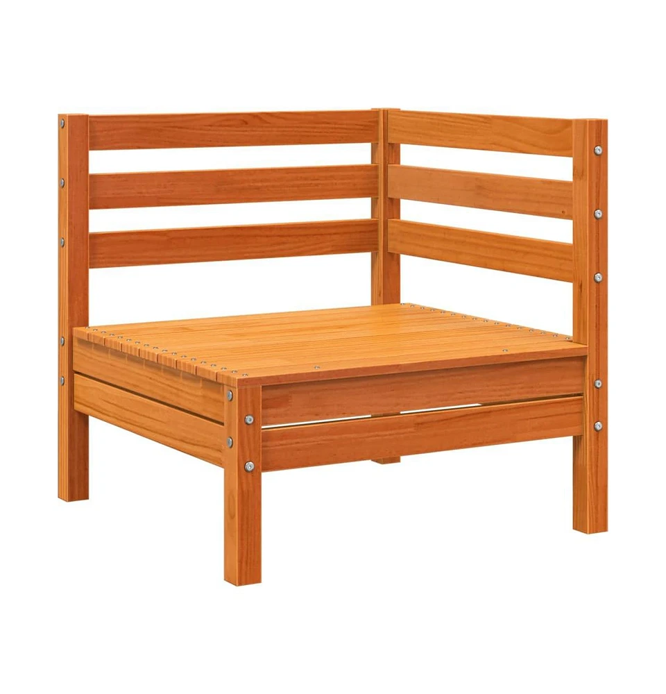Patio Sofas Corner 2 pcs Wax Brown Solid Wood Pine