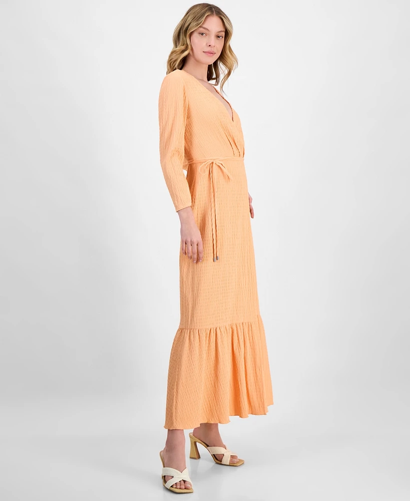 Hugo Women's Smocked Surplice Tiered Maxi Dress