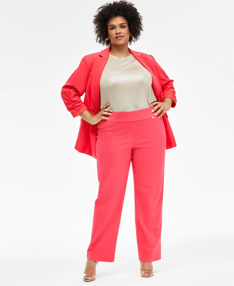 I.n.c. International Concepts Plus Mid-Rise Pull-On Straight-Leg Pants