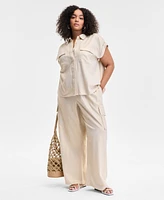 I.n.c. International Concepts Plus Size Hidden-Placket Pocket Shirt, Exclusively at Macy's