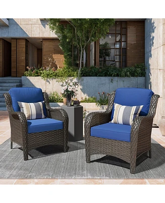 Xizzi 2-Piece Outdoor Patio Furniture Set with High Back Chairs, All Weather Wicker Conversation for Garden and Backyard