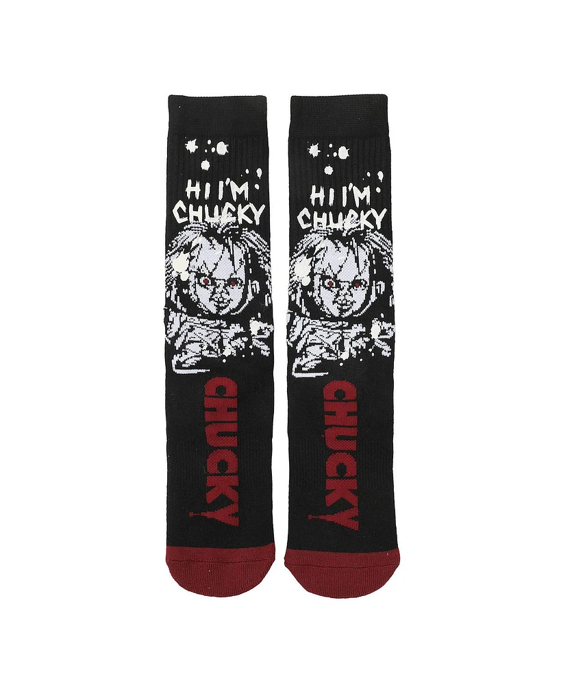 Chucky Men's Uv Color Change Hi I'm Black Athletic Crew Socks
