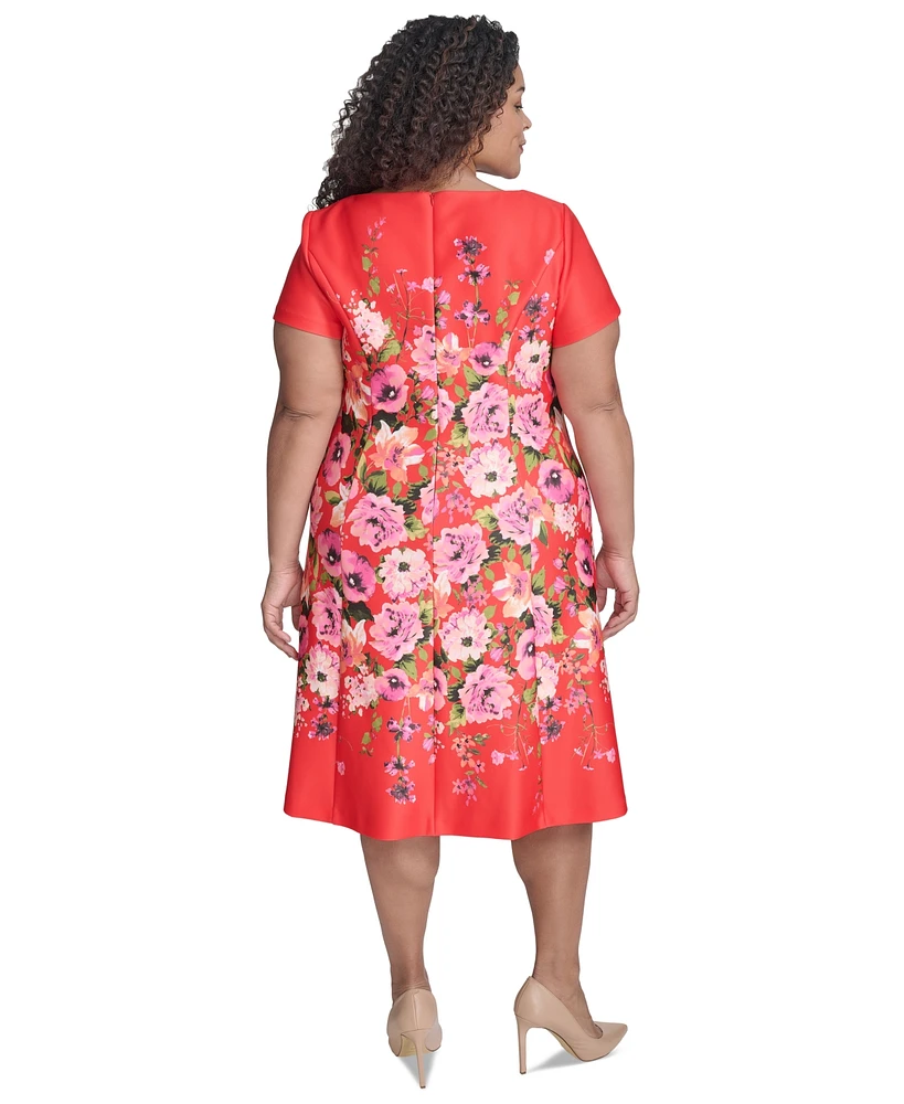 Jessica Howard Plus Floral Boat-Neck Fit & Flare Dress