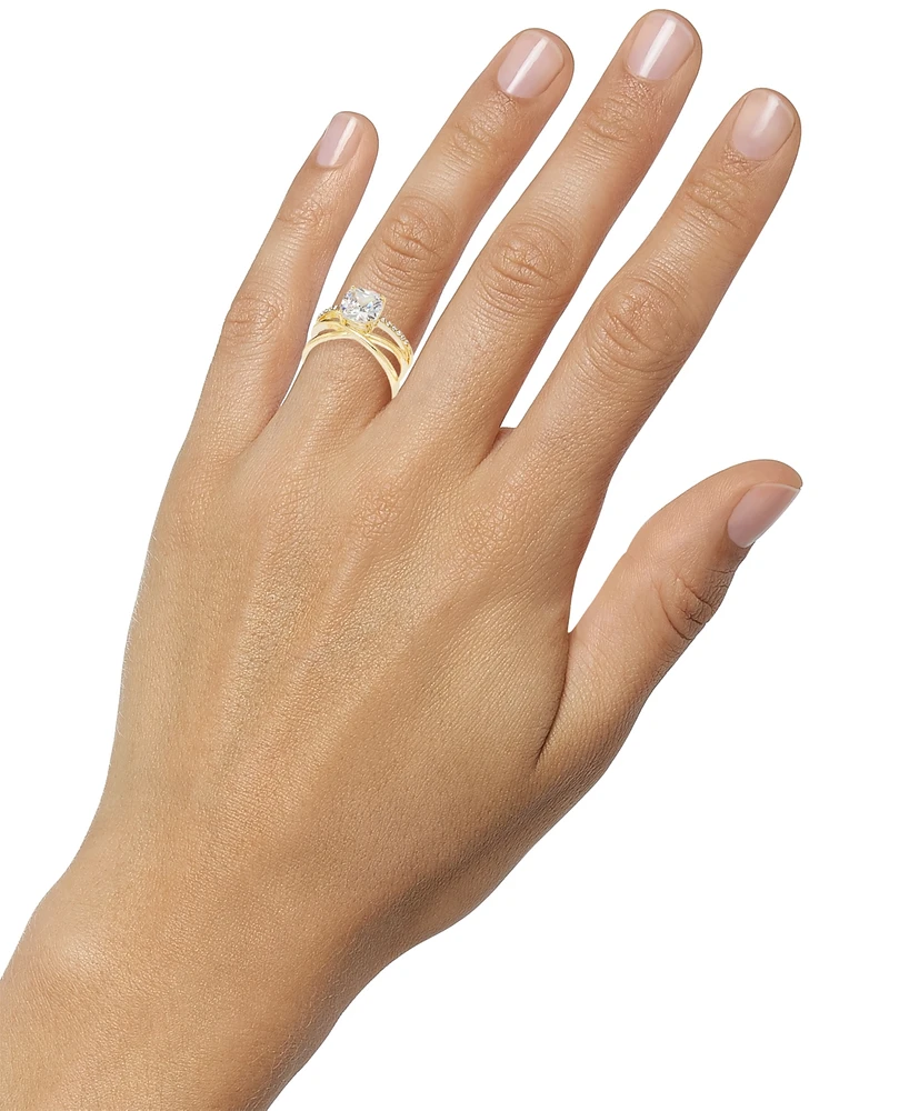 Charter Club Gold-Tone Cubic Zirconia Triple-Row Crossover Ring, Exclusively at Macy's