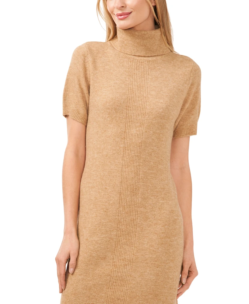 CeCe Women's Short-Sleeve Turtleneck Sweater Dress
