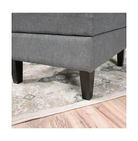 Tufted Storage Ottoman with Waffle Stitching, Upholstered Footrest with Hidden Storage-The Pop Home