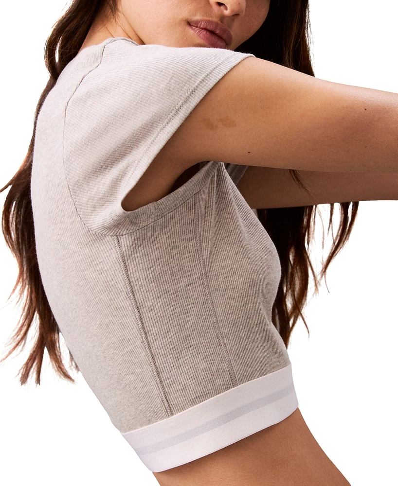 Calvin Klein Women's Ribbed Cropped Tee QS7349