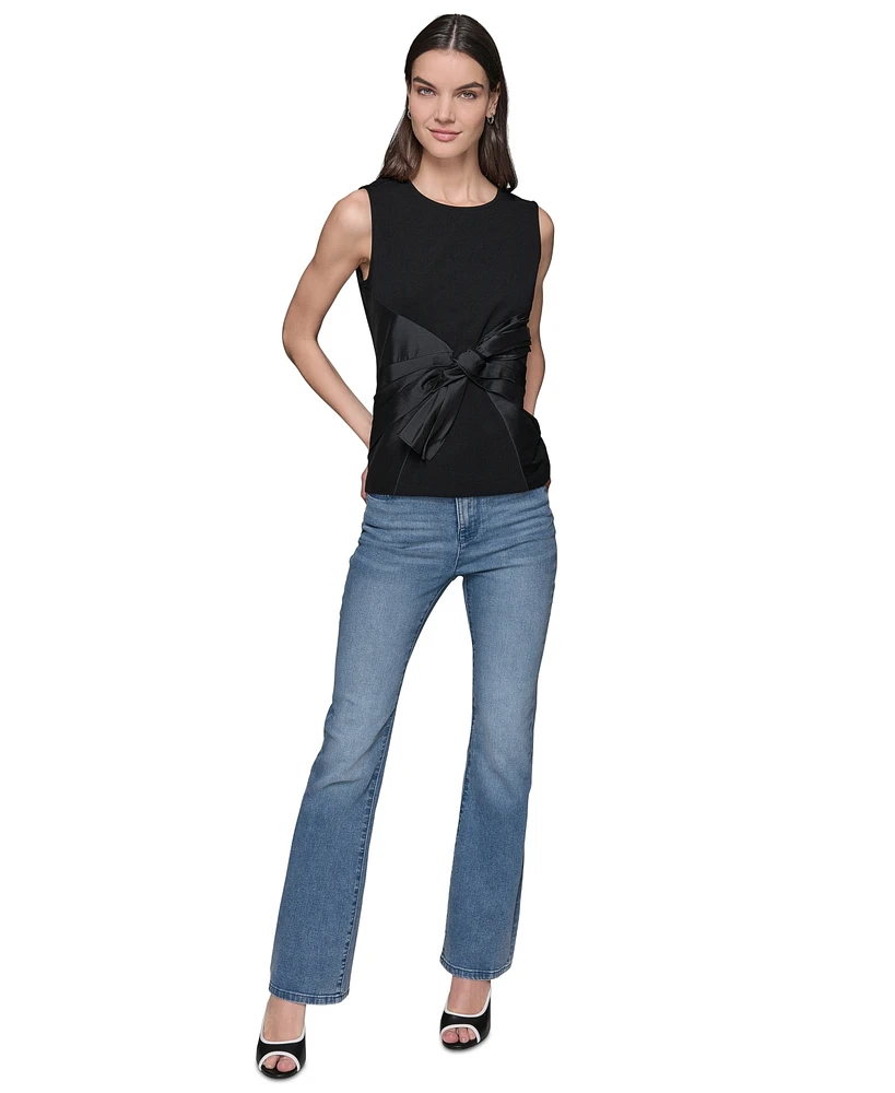 Karl Lagerfeld Paris Women's Sleeveless Satin Bow Top