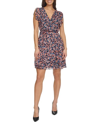 Tommy Hilfiger Women's Flutter-Sleeve Faux-Wrap Dress
