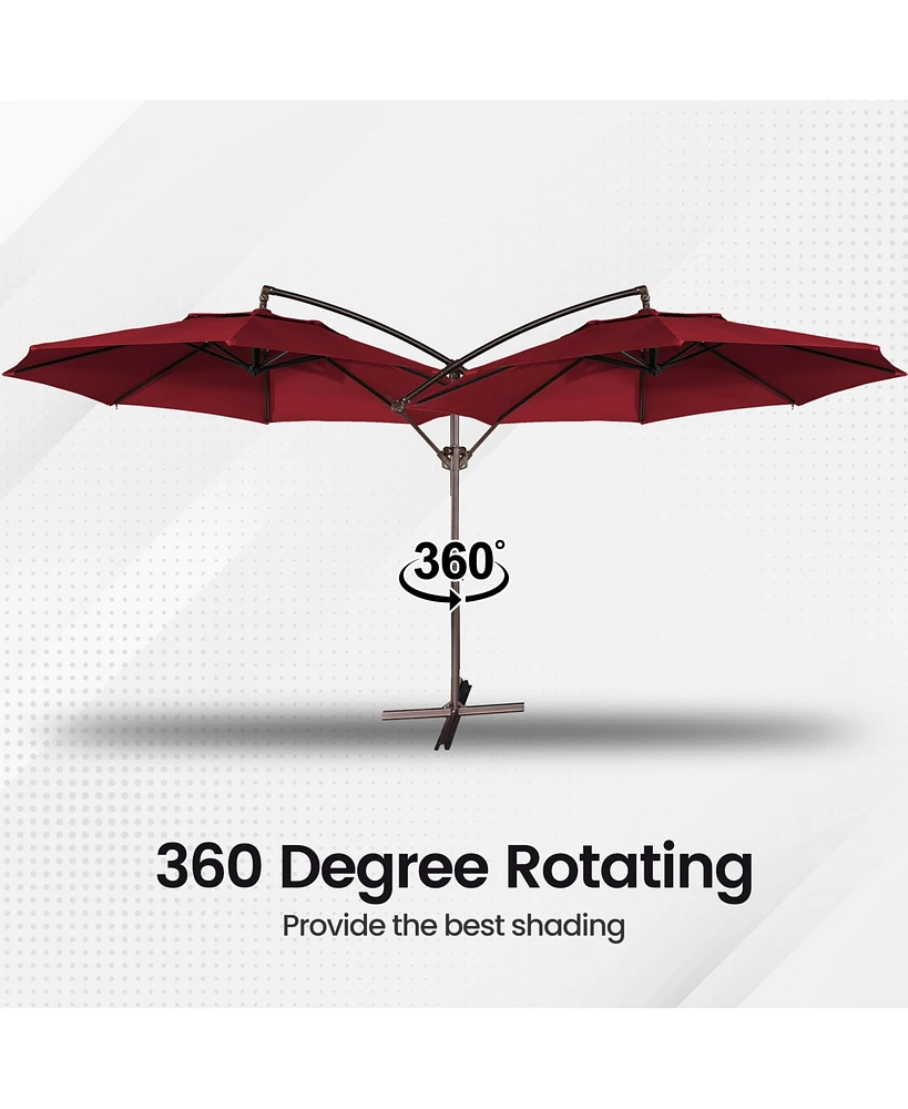 Mondawe 11ft Cantilever/Offset Hanging Patio Umbrella with Solar Light Included