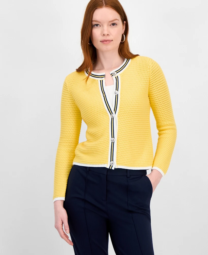 T Tahari Women's Long-Sleeve Button-Up Sweater