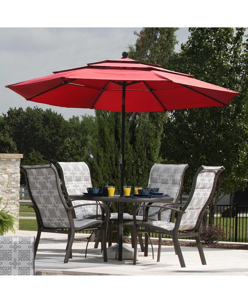 Mondawe 10 ft 3-Tier Outdoor Patio Market Umbrella with Double Air Vent and Push Button Tilt