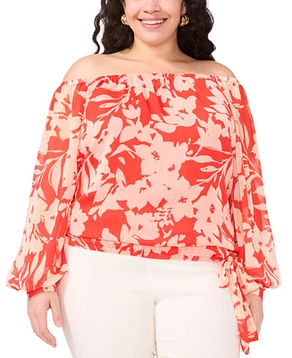 Vince Camuto Plus Off-The-Shoulder Long-Sleeve Blouse
