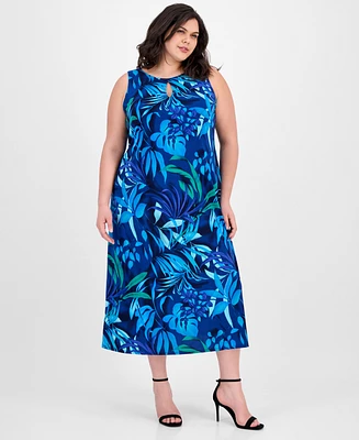 Connected Plus Printed Sleeveless Midi Dress