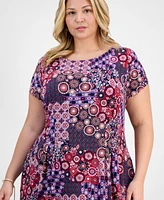 Connected Plus Size Printed Fit & Flare Dress