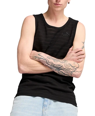 Puma Men's Ess Cotton-Blend Tonal-Stripe Tank Top