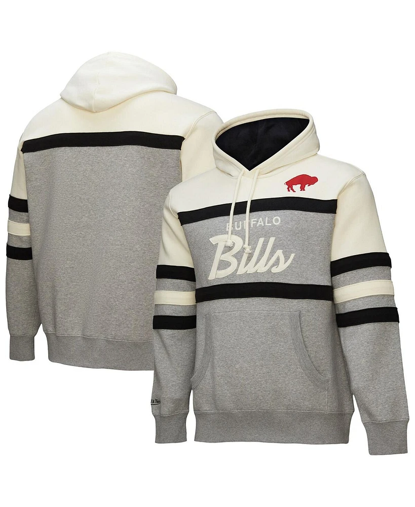 Mitchell & Ness Men's Heather Gray Buffalo Bills Head Coach Vintage Logo Pullover Hoodie