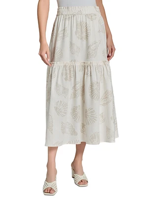 Jones New York Petite Pull-On Tiered Midi Skirt