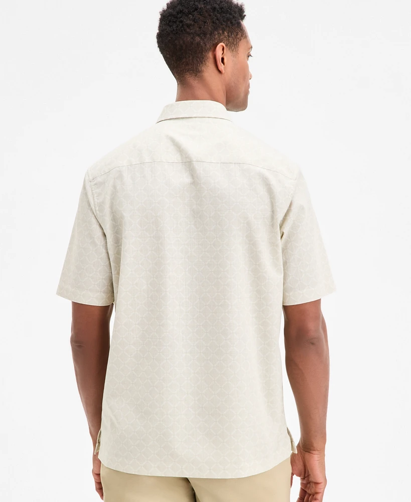 Alfani Men's Lipson Short Sleeve Geo Print Button-Front Shirt, Exclusively at Macy's