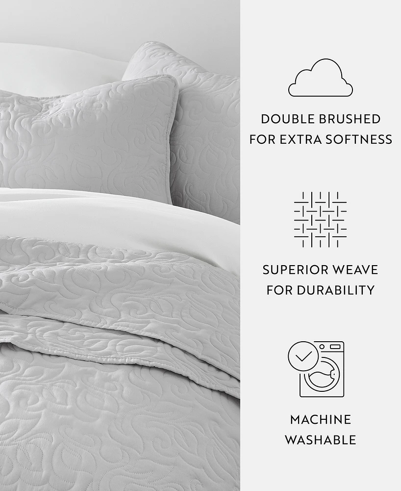 ienjoy Home Floral Stitch 3-Pc. Lightweight Quilt Set, Full/Queen