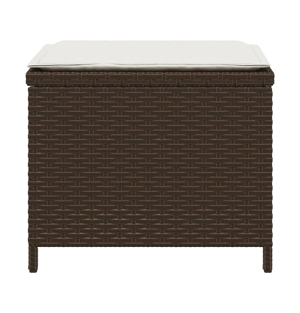 Patio Stools with Cushions 4 pcs Brown 15.7"x15.7"x13.8" Poly Rattan
