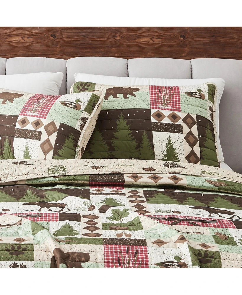 Linery & Co. Wildlife Patchwork Microfiber Quilt Set With Shams